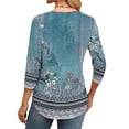 thumbnail image 4 of Womens Tops 3/4 Length Sleeve Womens Tops Round Neck Casual Tunic Tops Basic Pleated Shirts Loose Fit 2025 Shirts for Women, 4 of 6