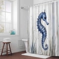 thumbnail image 3 of Ocean Seahorse Bathroom Shower Curtain, Retro Medieval Coastal Wood Grain Waterproof Washable Soft Bath Curtain for Bathtub Decor with 12 Hooks&Grommet, 54x78 Inch, 3 of 9