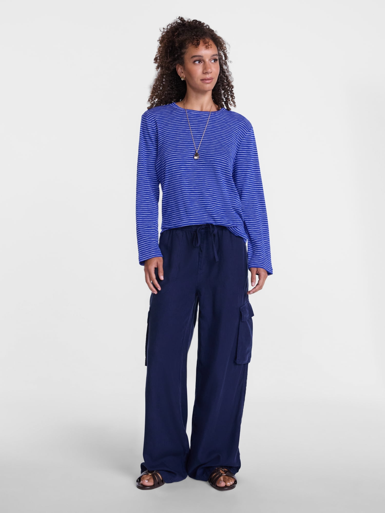 Scenario Women's Oversized Tee with Long Sleeves, Sizes XS-XXXL
