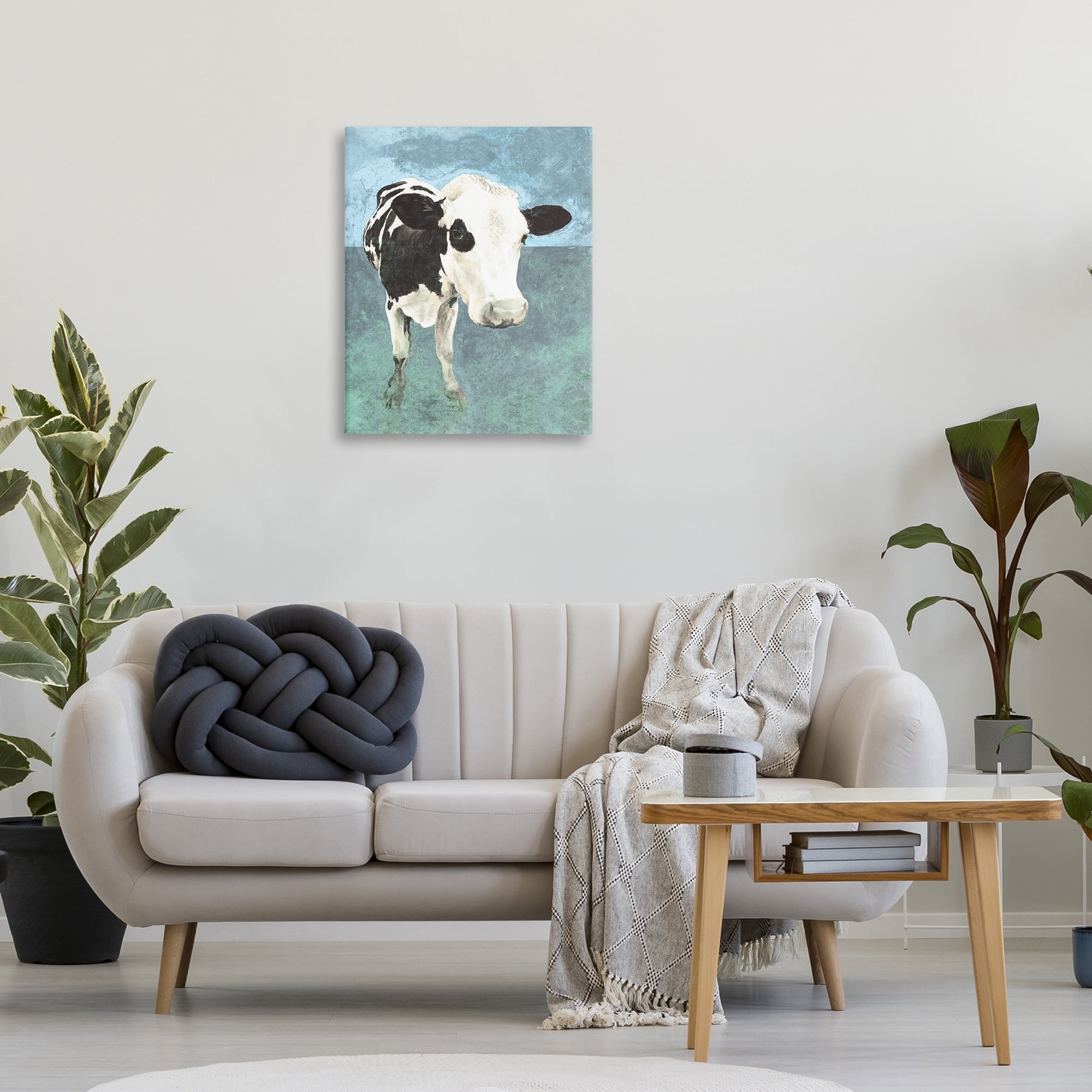 Stupell Industries Simple Farmhouse Cow Animals & Insects Painting Gallery Wrapped Canvas Art Print Wall Art, 24 x 30