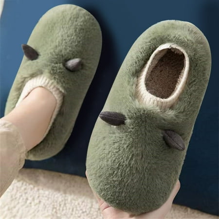 

〖Yilirongyumm〗 Army Green 41 Slippers For Women Slippers Autumn And Winter Comfortable Fashion Cartoon Cute Antlers Warm Indoor Non Slip