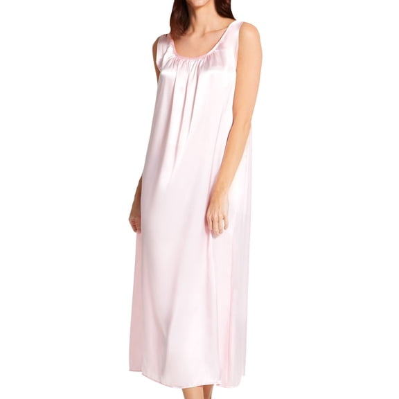 Women's Amanda Rich 103-40 Satin Banded Sleeve Long Gown (Light Pink XS)