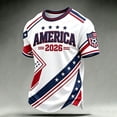 thumbnail image 2 of Mens Patriotic USA Flag Print Soccer Jersey Shirts 2026 National Team Short Sleeve Crew Neck T-Shirt, Trendy Streetwear Football Fan Apparel, 2 of 6