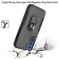 thumbnail image 6 of For Apple iPhone 12 /12 Pro (6.1") Hybrid Tough Strong Dual Layer Hard PC TPU with Flat Magnetic Ring Stand Heavy-Duty Cover ,Xpm Phone Case [ Black ], 6 of 7