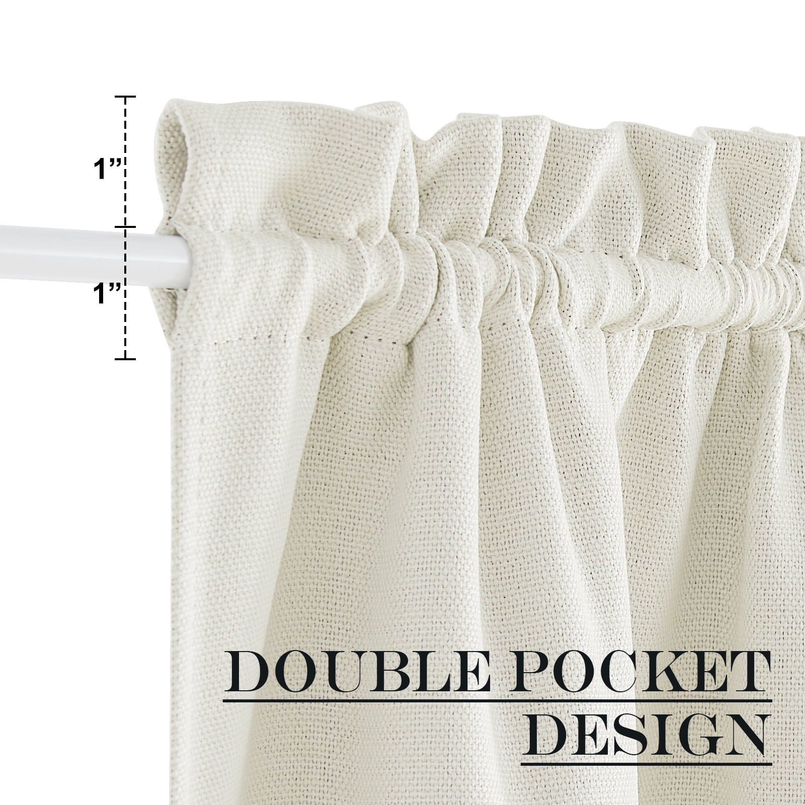 NICETOWN Door Curtains Dual Rod Pocket Faux Linen Blackout Room Darkening Door Curtain for Privacy Window Drape, 25"x72", Natural, 1 Panel