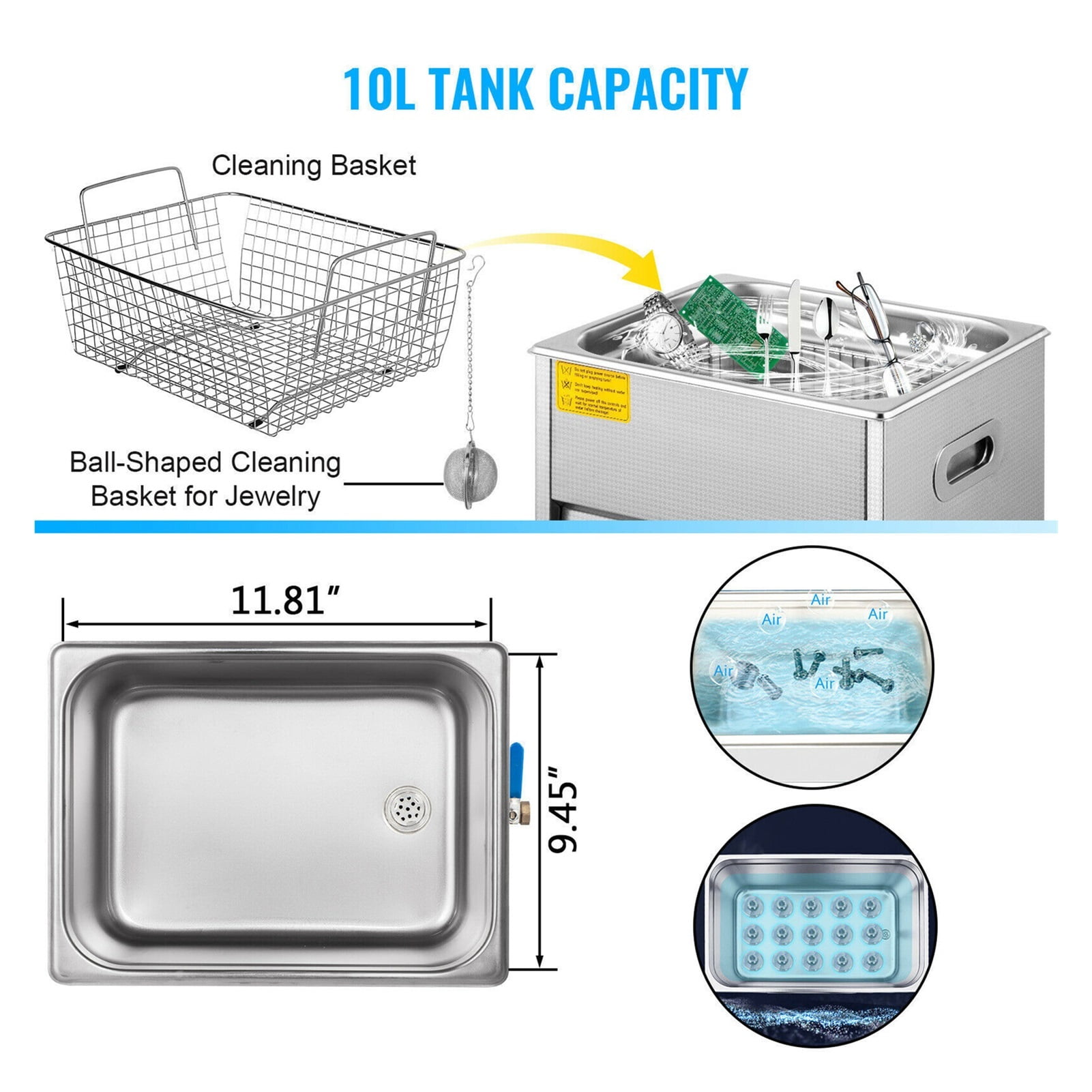 Ultrasonic Cleaner W/ Degassing Function Portable Washing Machine Ultrasound Bath Diswasher Sonic Home Appliance 3L 6L 10L ,Strong Cleaning