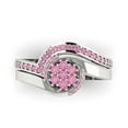 thumbnail image 2 of 0.45 ct Brilliant Round Cut Pink Zircon 14k White Gold Solitaire with Accents Engagement Bridal Wedding Ring Band Set size 4.25, 2 of 7