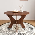 thumbnail image 2 of Folding Dining Table, Legahome 43" Round Kitchen Table for 4, Space Saving Foldable Wooden Dining Table, Compact Expandable Dinner Table for for Small Spaces, Apartment & Dining Room, Walnut, 2 of 10