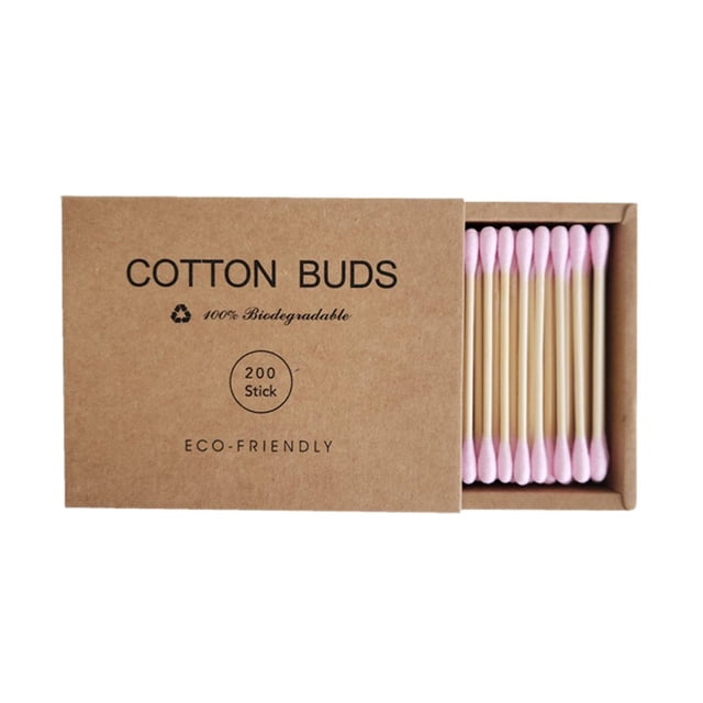 CUITING 1 Box Cotton Swab No Lint Loss Disposable Double Head Design Soft Cleaning Colorful Round Pointed Head Makeup Swab Home Supply