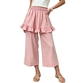 thumbnail image 2 of ITSAME Capris for Girls High Waist Loose Fit Flowy Ruffle Kids Fashion Casual Wide Leg Pants Pink Size 9, 2 of 9