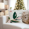 thumbnail image 4 of Ethan Taylor Botanical Throw Pillow Soft Cushion Cover 'Tropical Leaves III Tropical Leaves' Bohemian Pattern Decorative Square Accent Pillow Case, 16x16 Inches, Pink, Green, 4 of 5