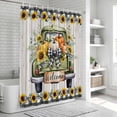thumbnail image 6 of Green Truck Fall Shower Curtain, Waterproof Shower Curtains for Bathroom, Pumpkins Thanksgiving Botanical Floral Wooden Washable Fabric Bathtub Curtain Set Bath Decor with 12 Hooks Stall 36"x72", 6 of 8