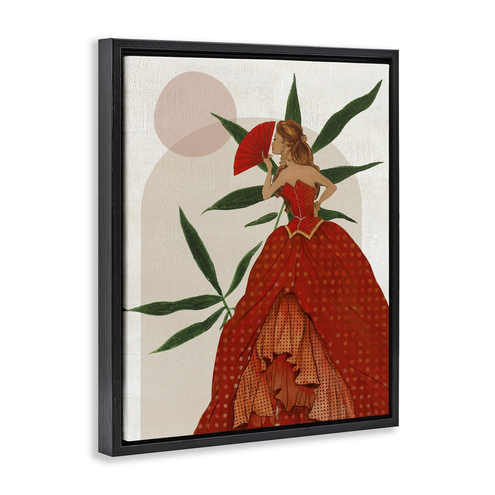 Stupell Industries Modern Ball Gown Woman People Painting Black Floater Framed Canvas Art Print Wall Art, 17 x 21
