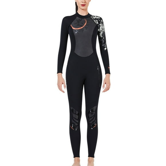Trajes de neopreno Traje de buceo de neopreno SCR Cuerpo completo Manga larga Pantalones largos Traje de baño térmico de una pieza con cremallera trasera Traje de surf Mujer negro L 1.5MM Scienceny OD017110-10