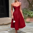thumbnail image 4 of Vestido de longitud media con dobladillo en forma de A sexy de verano para mujer Falda con tirantes de cintura delgada para mujer Vino / L, 4 of 9