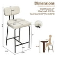 thumbnail image 2 of Solfway Counter Height Bar Stools Set of 2, 26" White Fabric Kitchen Counter Stools with Backs, Metal Legs, Footrest and Wide Seat, Bar Chairs for Kitchen Island, 2 of 7