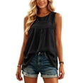 thumbnail image 4 of Women's Summer Tops Boho Tank Tops Crewneck Sleeveless Shirts Casual Flowy Lace Swiss Dots Blouses Trendy Clothing, 4 of 7