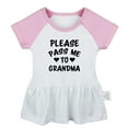 thumbnail image 3 of Pack of 2, Call Grandma She Knows What to Do & Please Pass Me to Grandma Funny Dresses For Baby, Newborn Babies Skirts, Infant Princess Dress, Toddler Frocks (Pink Raglan Dresses, 12-18 Months), 3 of 4