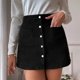 thumbnail image 3 of Gibobby Falda estampada para mujer Falda corta para mujer, falda sólida de cintura alta con cremallera para otoño e invierno, falda envolvente de pana a la cadera, falda sólid(Negro， L), 3 of 5