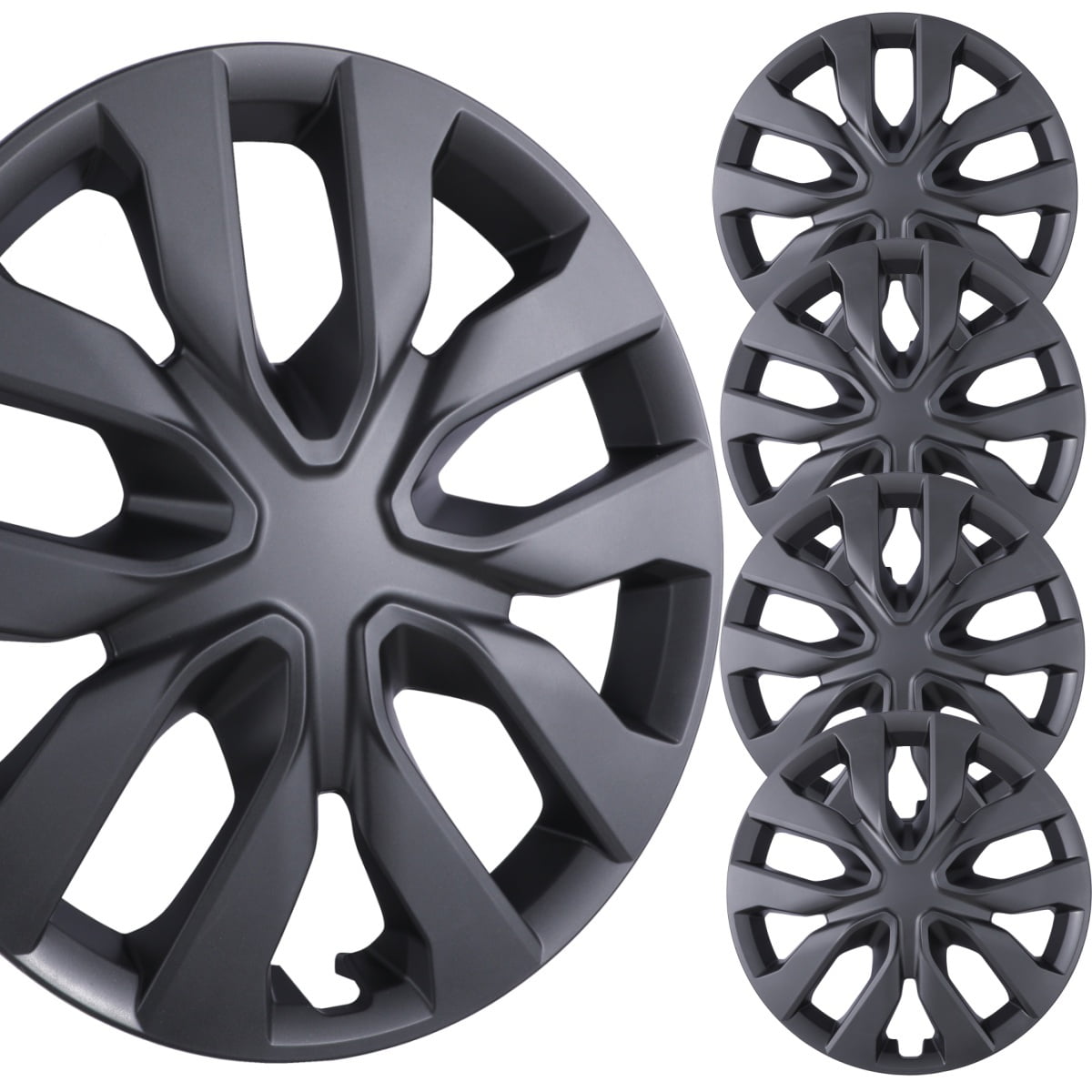 (4 Pack)17" Hubcaps Wheel Rims Cover for 2014-2020 Nissan Rogue Compatible with Steel Wheels Snap on Installation ABS+PC Material(17-inch,Black Matte)