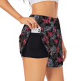 thumbnail image 3 of Lsque Colorful Hawaii Palms Printed Women's Running Shorts with Liner Pockets,Elastic Quick Dry Workout Athletic Gym Yoga Shorts,Womens High Waist Shorts-Small, 3 of 9