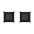 thumbnail image 3 of 3 Ct Princess Cut Studs Black Natural Onyx 14K Yellow Solid Solid Gold Everyday Dainty Earrings Screw Back, 3 of 7