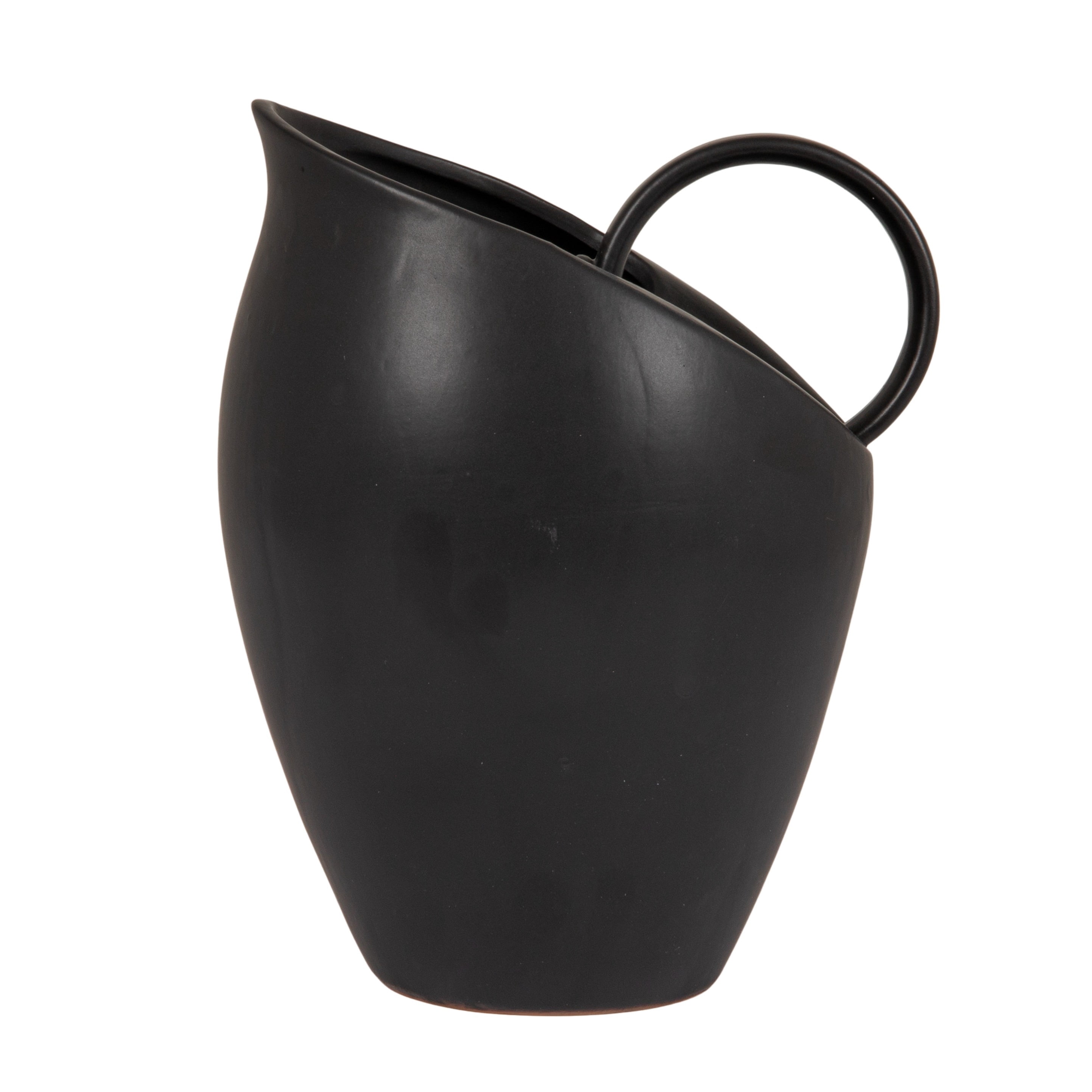 Bloomingville 82-Ounce Textured Stoneware Pitcher with Reactive Glaze, Matte Black