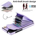 thumbnail image 4 of Phone Case for Samsung Galaxy Note 20 5G Wallet Cover with Tempered Glass Screen Protector and Wrist Strap Ring RFID Blocking Card Holder Slot Cell Note20 Notes 20s Twenty Not S20 Women Purple, 4 of 7