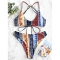 thumbnail image 3 of ZAFUL for Women's Swimwear Ethnic Flower Strappy Bikini Set Multi-A M, 3 of 6