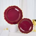 thumbnail image 6 of Efavormart 10 Pack | 8" Burgundy Plastic Dessert Salad Plates, Disposable Tableware Round With Gold Scalloped Rim, 6 of 11