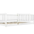 thumbnail image 5 of [Luckynote]Full Size Floor Bed with Slats, Montessori Floor Bed with Fence & Door, Wooden Montessori Floor Bed, White, 5 of 7