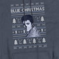 thumbnail image 2 of Elvis Blue Ugly Christmas Fair Isle Unisex Adult Pull-Over Heather Hoodie, Navy Heather, 3X-Large, 2 of 3