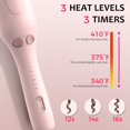thumbnail image 5 of Automatic Rotating Curling Iron, 1 Inch Ceramic Curling Wand, 1-Click Hair Curler with 3 Heat & Timers, Anti-Scald Design, 1M Ionic Care, Dual  for Travel Beach Waves, Rose, 5 of 6