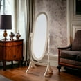 thumbnail image 2 of Full Length Mirror with Stand, Vintage Wood Cheval Mirror, Adjustable Freestanding Floor Mirror (Gold), 2 of 7
