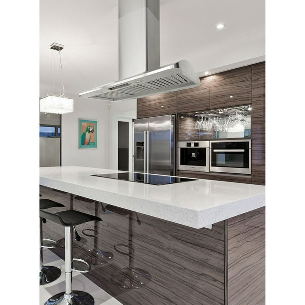 Kobe Is2242sqb Dc16 1 Premium 42 Inch Island Range Hood 6 Speed 750 Cfm Fits Ceiling Height 7 5 Walmart Com Walmart Com