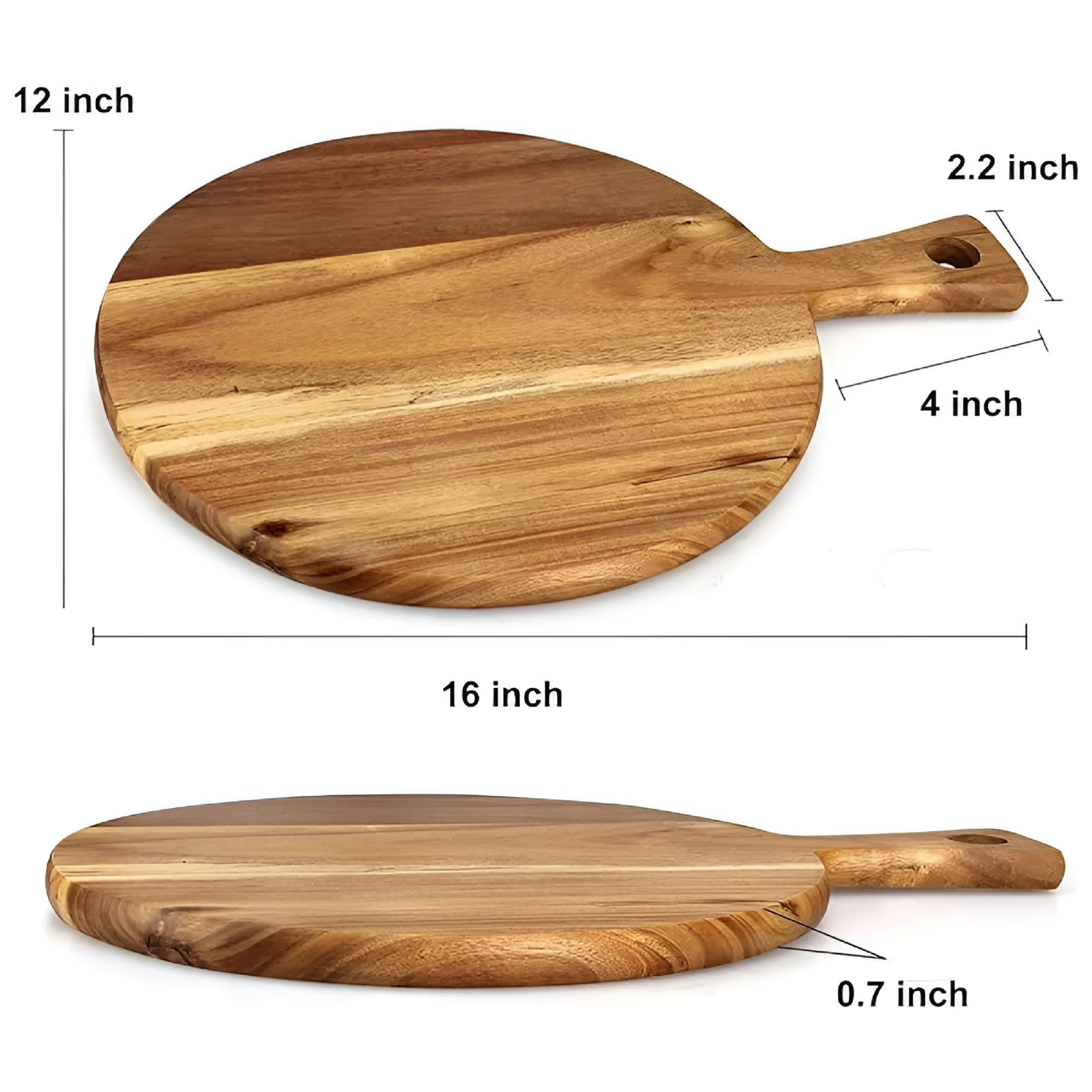 ACDANC 2026 New Acacia Wood Cutting Board with Handle,Wooden Chopping Board,Round Paddle Cutting Board for Meat,Bread,Serving Board,Charcuterie Board,Circular Carving Cutting Board