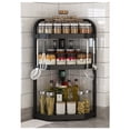 thumbnail image 4 of 3 Tier Spice Rack Organizier Kitchen Storage Rack Corner Seasoning Bottle Storage Rack Triangle Shelf Black Medium Size Screw Free Installation, 4 of 11