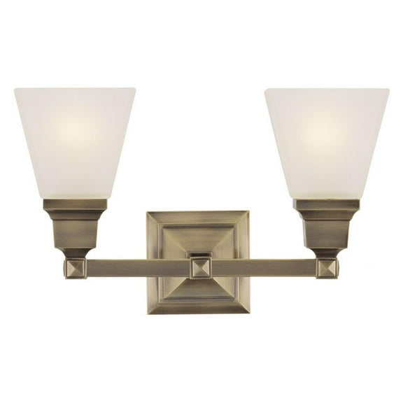 2 Light Bathroom Light in New Traditional Style 15 inches Wide By 9.5 inches High-Antique Brass Finish Bailey Street Home 218-Bel-1653386
