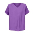 thumbnail image 4 of Tweang Peasant Blouses for Women Collared Roll Up Long Sleeve Blouses Boho Ethnic Style Peasant Tee Cotton Linen Tops for Women Womens Cotton Linen Button Down Shirts Boho Peasant Blouse Purple M, 4 of 4