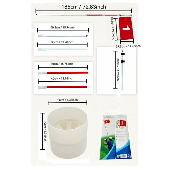 Golf Practice Flagstick, 6ft Detachable Golf Flag Pole with Hole Cup, Portable Putting Green Flagstick for Backyard Driving Range Training, Includes Nylon Flag and ABS Cup