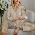 thumbnail image 6 of Salouo Tortilla Pattern Women's Pajamas Set Long Sleeve Button Down Sleepwear Soft Pj Lounge Sets for women 2 Piece Pjs Set with Long Pants-Medium, 6 of 7