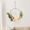thumbnail image 5 of Faux Rose Wreath, 14x8 Inches, Metal Frame with Lifelike Foliage, for Wall Hanging Door Decor, Home Living Room Bedroom Wedding Party, Ihhxbz, 5 of 8