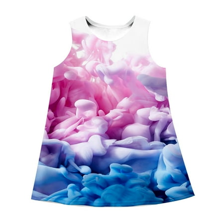 

QWERTYU Infant Baby Toddler Child Children Kids Sleeveless Sundress for Girl Summer 3D Print Dress Dresses 7Y-10Y