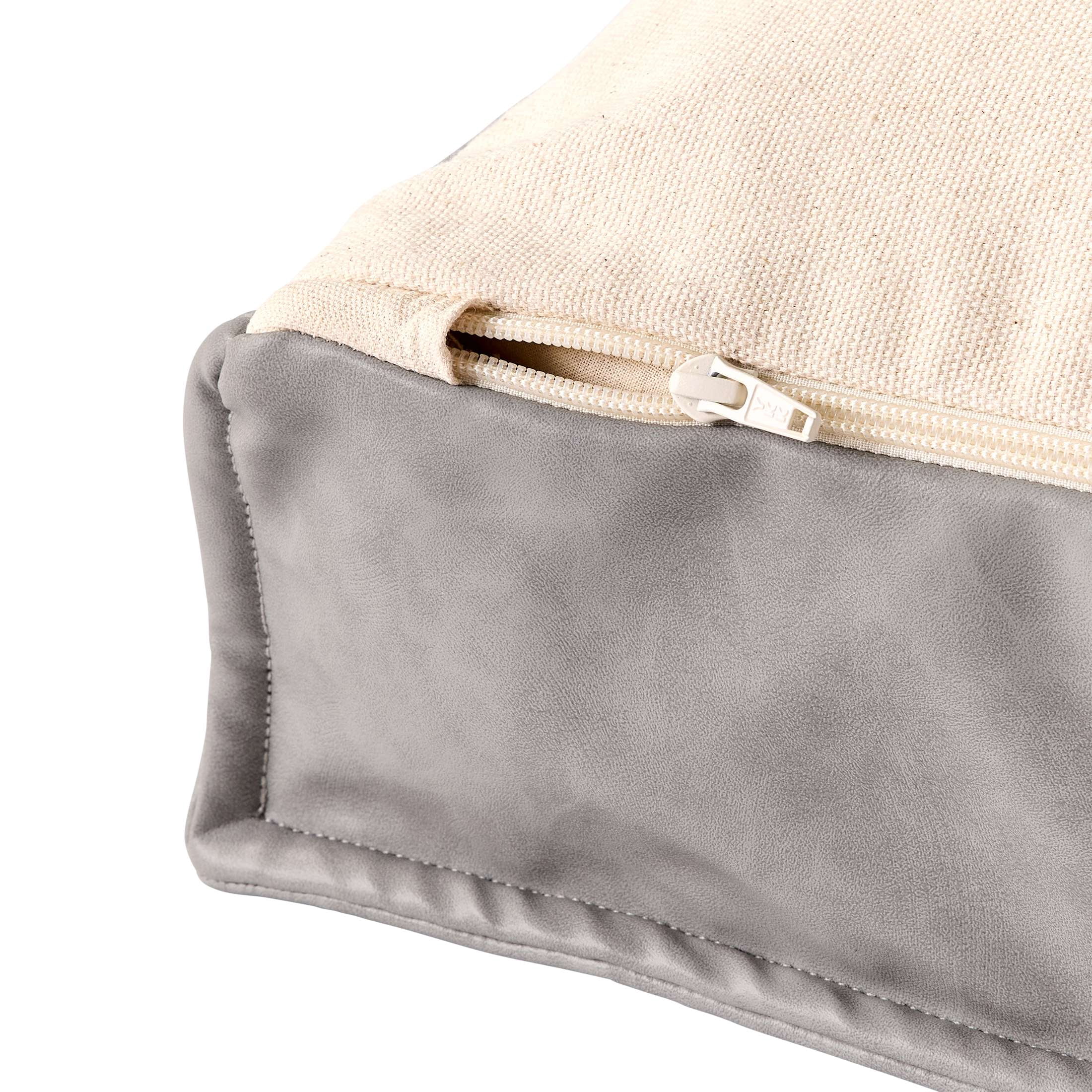 Better Homes & Gardens Grey Faux Leather Unstuffed Floor Cushion Cover, 24x24x4 inches