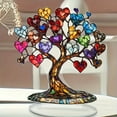thumbnail image 3 of Chagetd Heart Tree Ornament Desktop 2D Flat Acrylic Decoration Multi-Color Love Hearts Tree with Base for Home Table Decor Valentine's Day Gift, 3 of 8