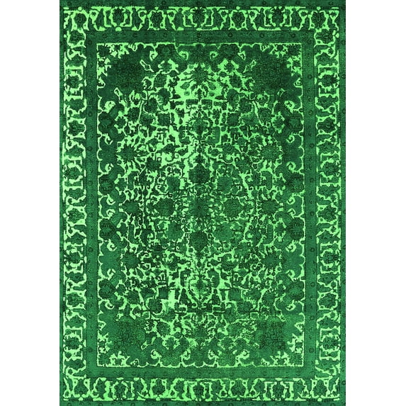Ahgly Company Indoor Rectangle Oriental Green Industrial Area Rugs, 2' x 4'