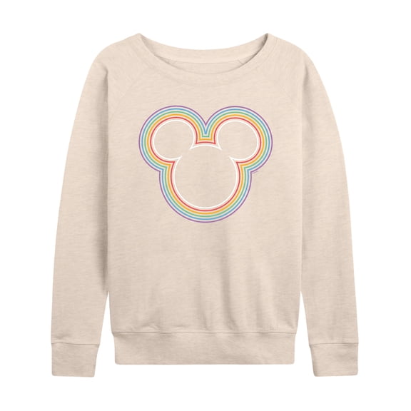 Mickey & Friends - Mickey Head Rainbow Outline - Women's Lightweight French Terry Long Sleeve Shirt