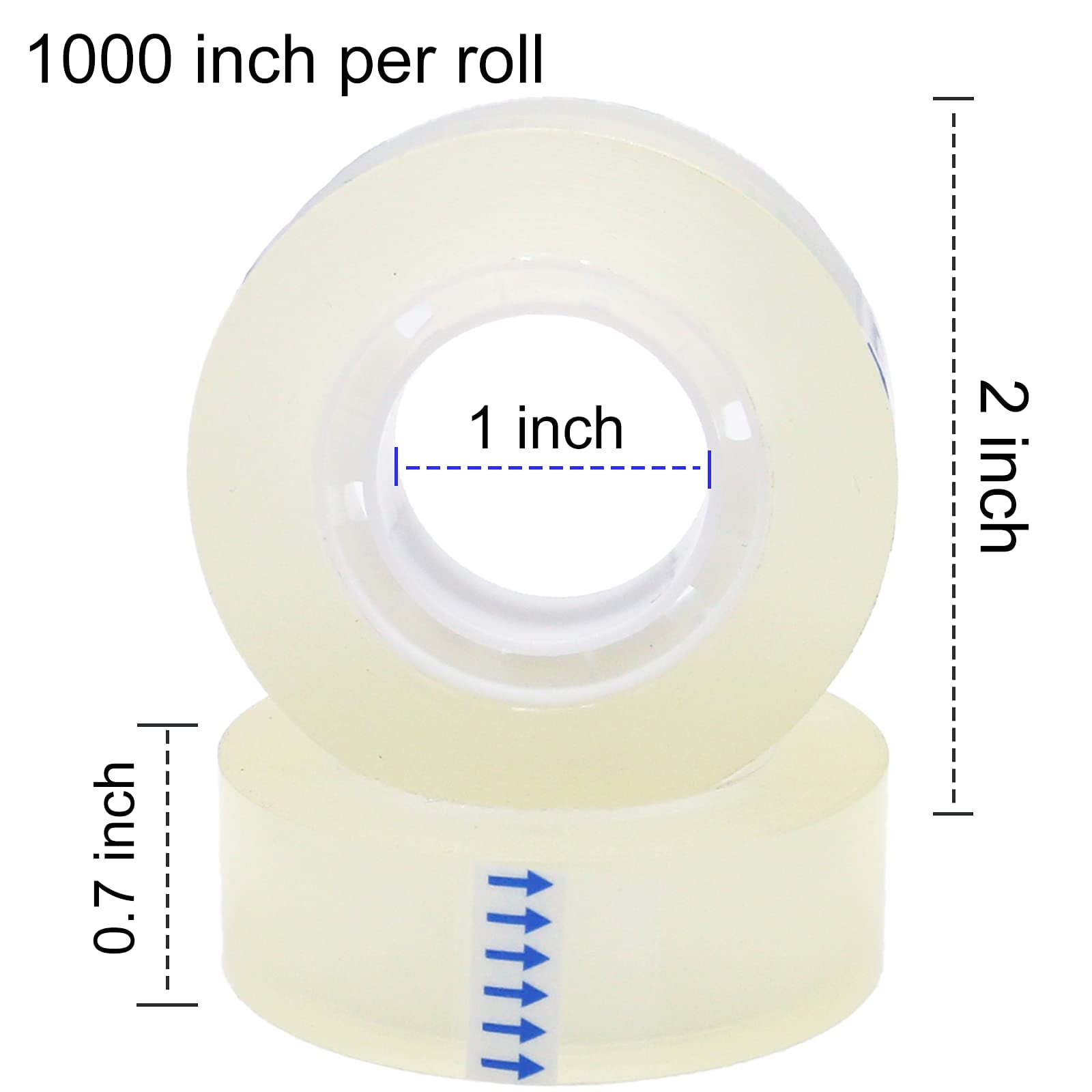 OWLKELA Transparent Tape Refills for Dispenser, Waterproof, 0.75 in x 1000 in, 12 Rolls