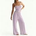 thumbnail image 6 of OIOLOYJM 2 Piece Sets for Women Comfy Cami Pajama Sets Casual Loose Tank Tops High Elastic Waist Drawstring Wide Leg Pants Cozy Soft Lounge Set Pink XL, 6 of 6