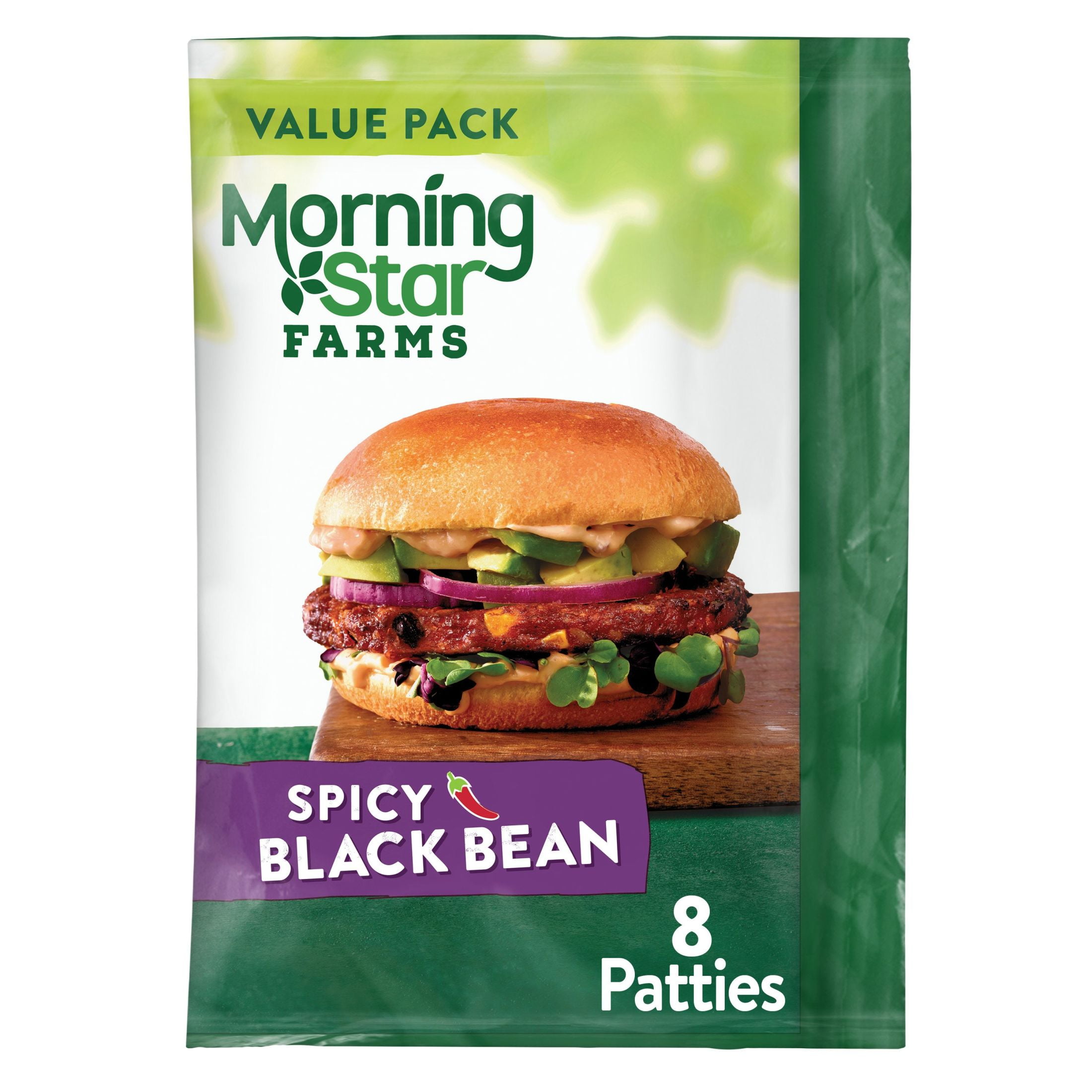 MorningStar Farms Spicy Black Bean Veggie Burgers, 18.9 oz (Frozen)